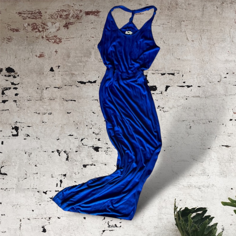 Chinti and Parker blue small racerback maxi cotton dress